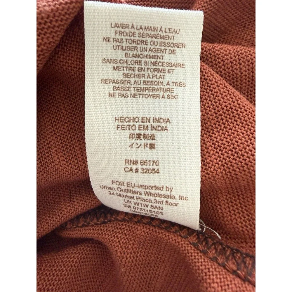 Free People Sz XS Orange Cedar Sundance Kid Embroidered Henley Shirt Boho